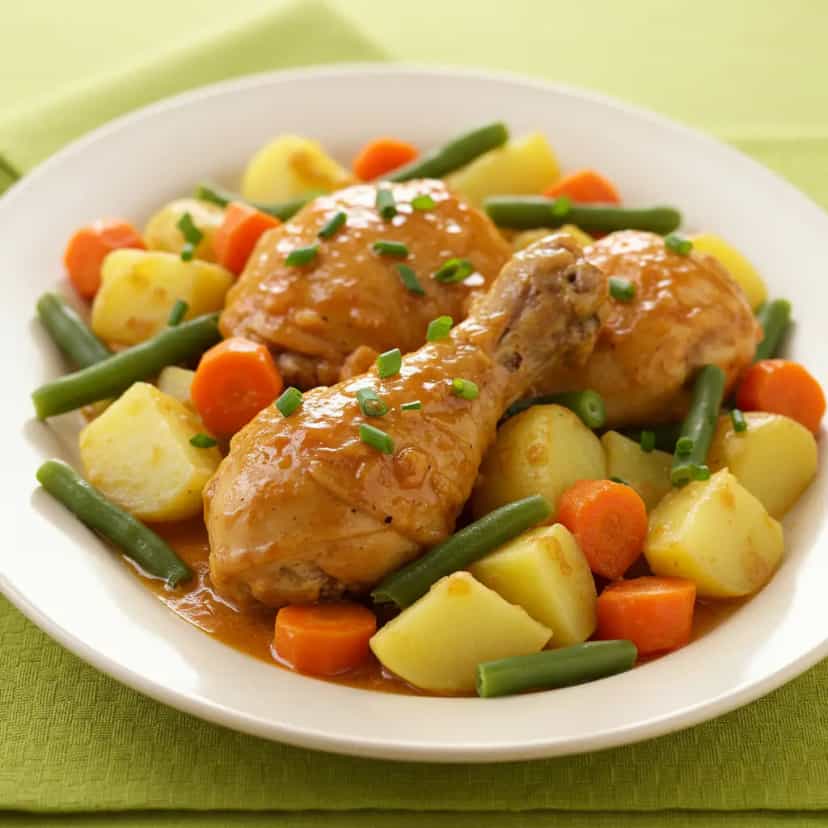 Foto deliciosa de Coxa e Sobrecoxa Cremosa na Panela de Pressão pronta para servir - Carnes & Frango