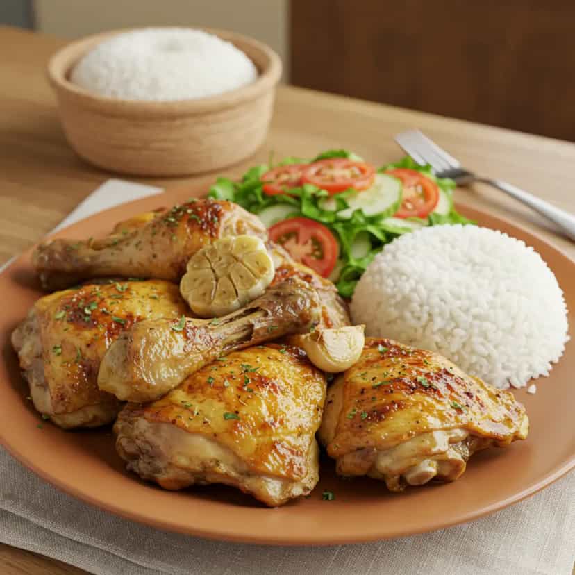 Foto deliciosa de Coxa e sobrecoxa de frango assado no forno pronta para servir - Carnes & Frango