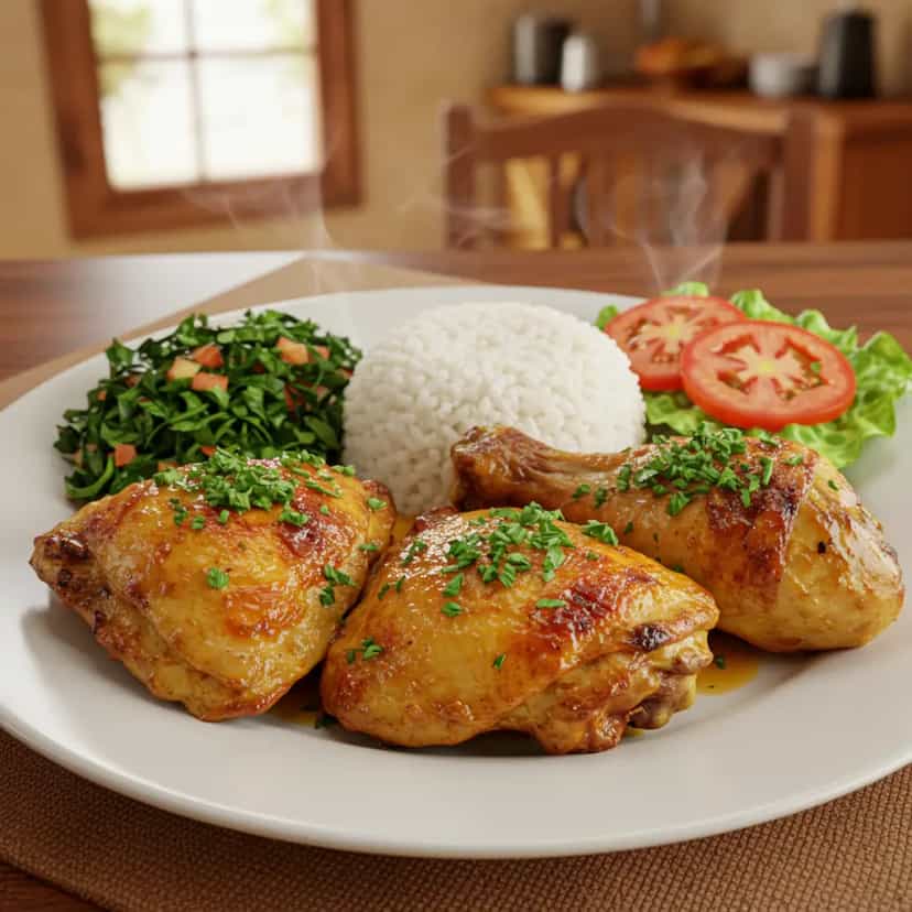 Foto deliciosa de Coxa e sobrecoxa de frango com cerveja pronta para servir - Carnes & Frango
