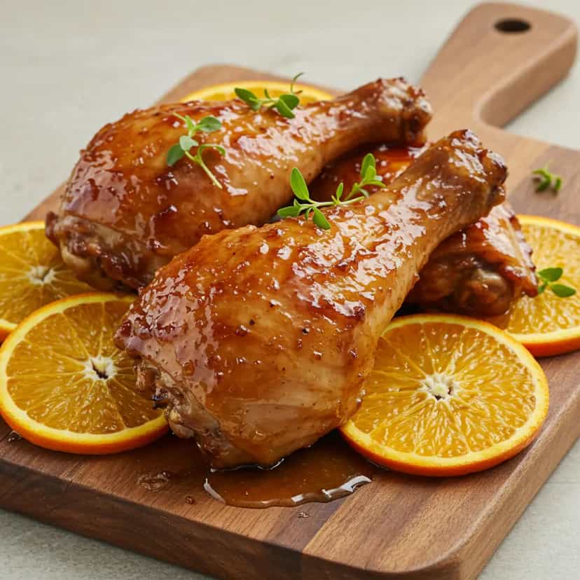 Foto deliciosa de Coxas e Sobrecoxas de Frango Assadas com Molho de Laranja pronta para servir - Outras Receitas