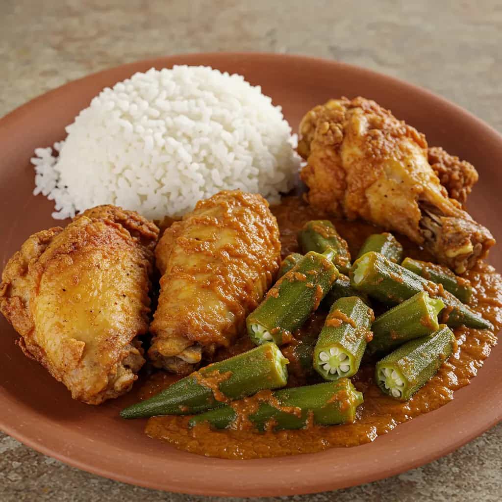 Coxinha de Asa com Quiabo ao Molho de Colorau