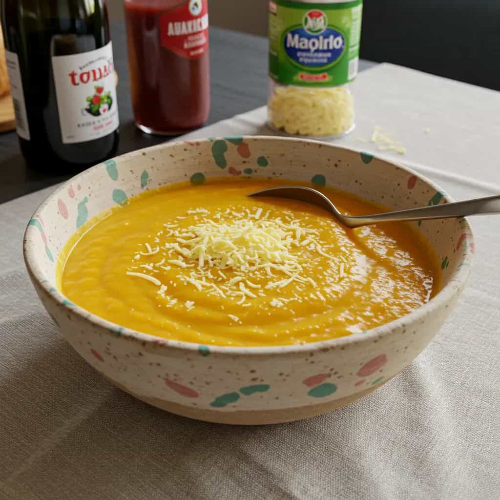 Creme de Abóbora com Frango e Milho