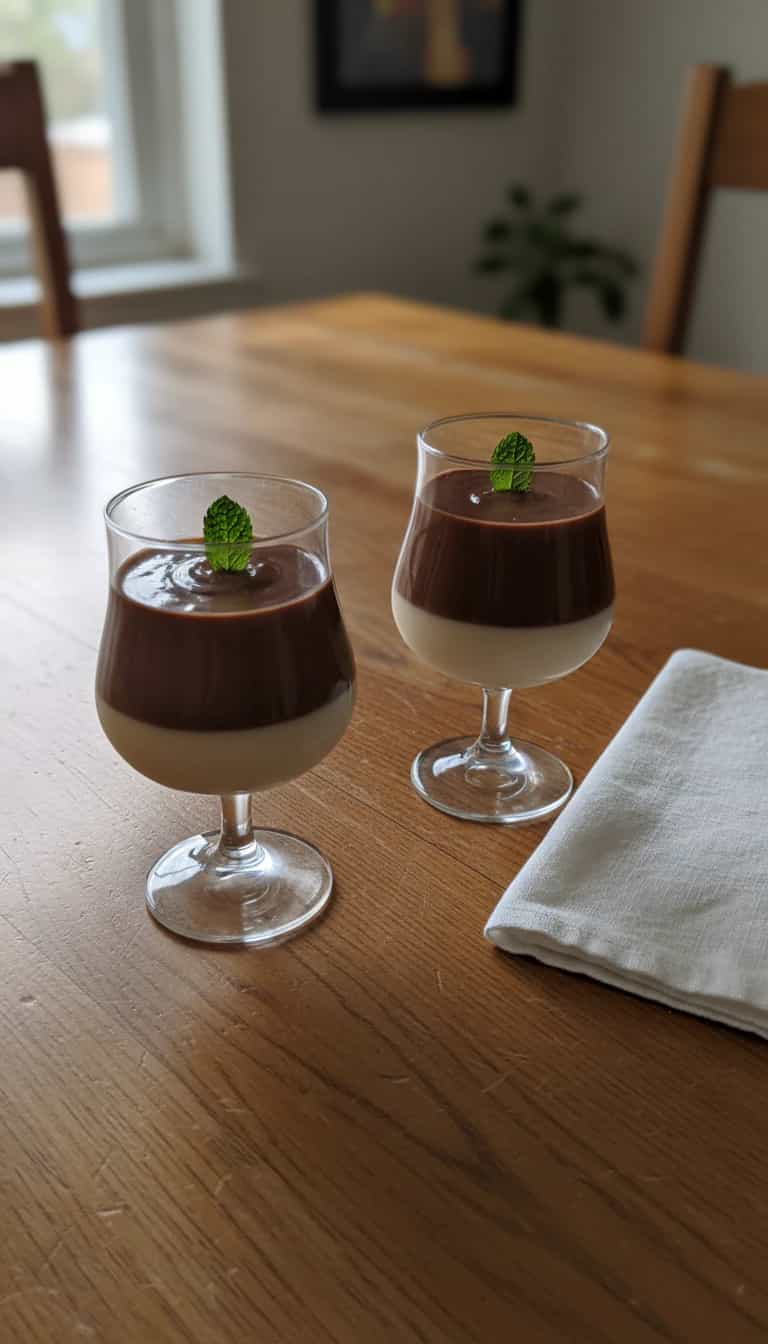Foto deliciosa de Creme de Doce de Leite com Ganache de Chocolate pronta para servir - Pudins & Cremes
