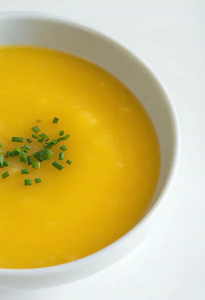 Foto deliciosa de Creme de milho com leite de coco pronta para servir - Sopas & Caldos