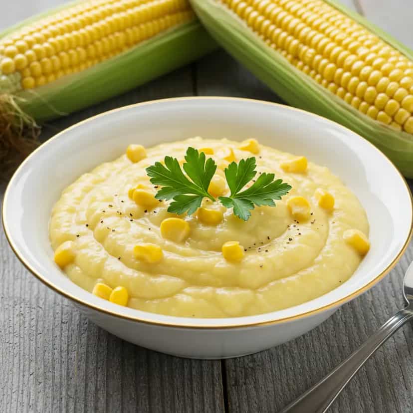 Foto deliciosa de Creme de Milho Cremoso (sem creme de leite) pronta para servir - Almoço & Jantar