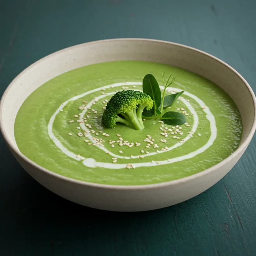 Cremosa Sopa de Brócolis com Queijo Gouda