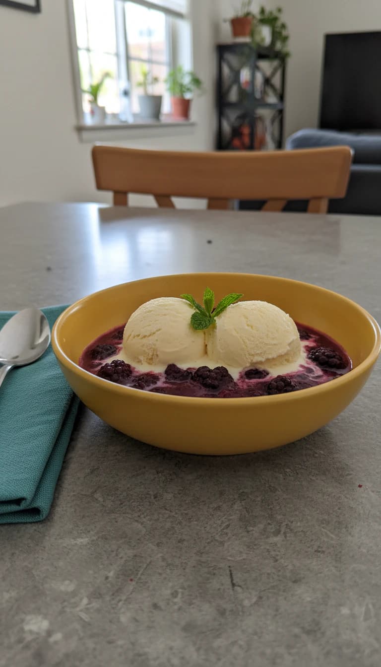 Cremosa Sopa de Frutas Vermelhas com Sorvete
