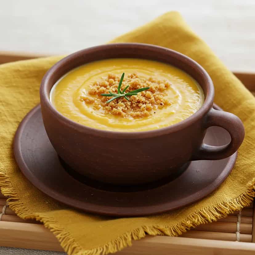 Foto deliciosa de Cremosa Sopa de Fubá com Ovos pronta para servir - Sopas & Caldos