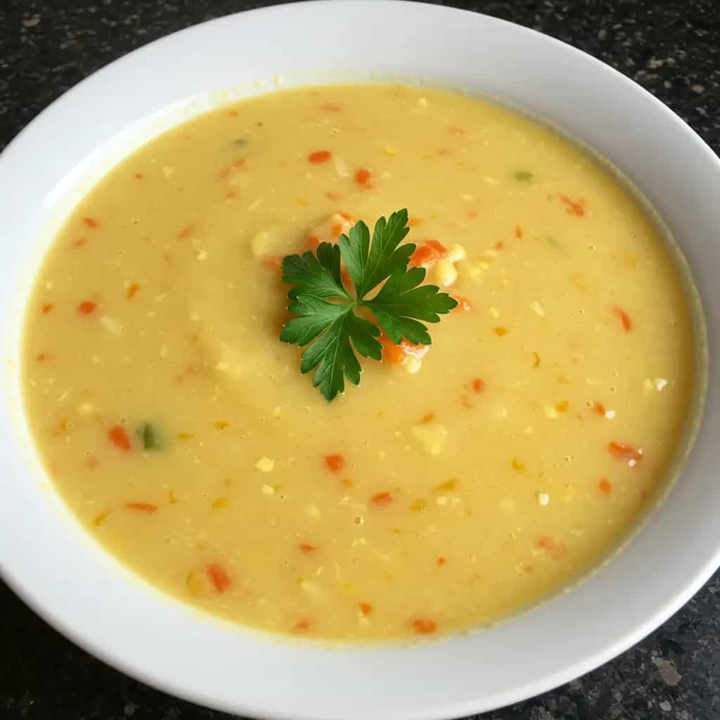 Cremosa Sopa de Mandioquinha com Carne Seca