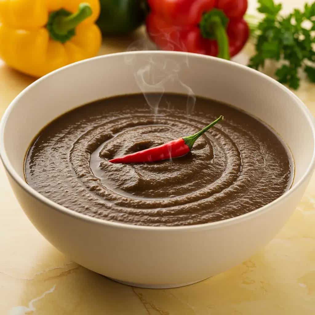 Cremoso Caldo de Feijão Preto com Pimentão