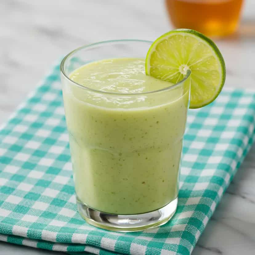 Foto deliciosa de Cremoso Smoothie de Abacate com Mel e Limão pronta para servir - Snacks Naturais