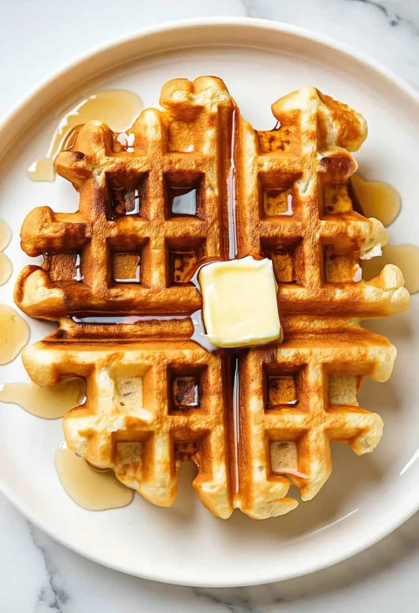 Foto deliciosa de Waffles Belgas Crocantes pronta para servir - Panquecas & Waffles