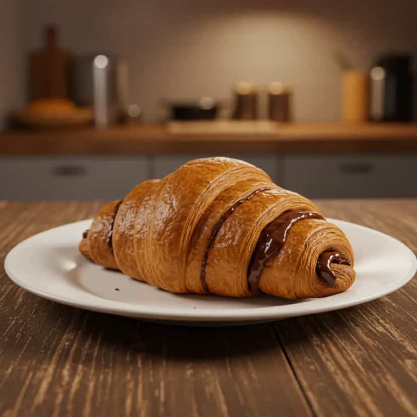 Foto deliciosa de Croissant de Chocolate Caseiro pronta para servir - Lanches de Padaria