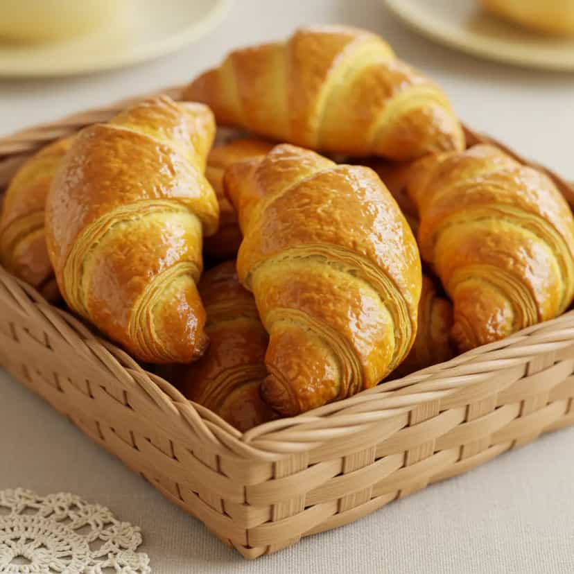 Foto deliciosa de Croissants Caseiros: Receita Tradicional pronta para servir - Brunch