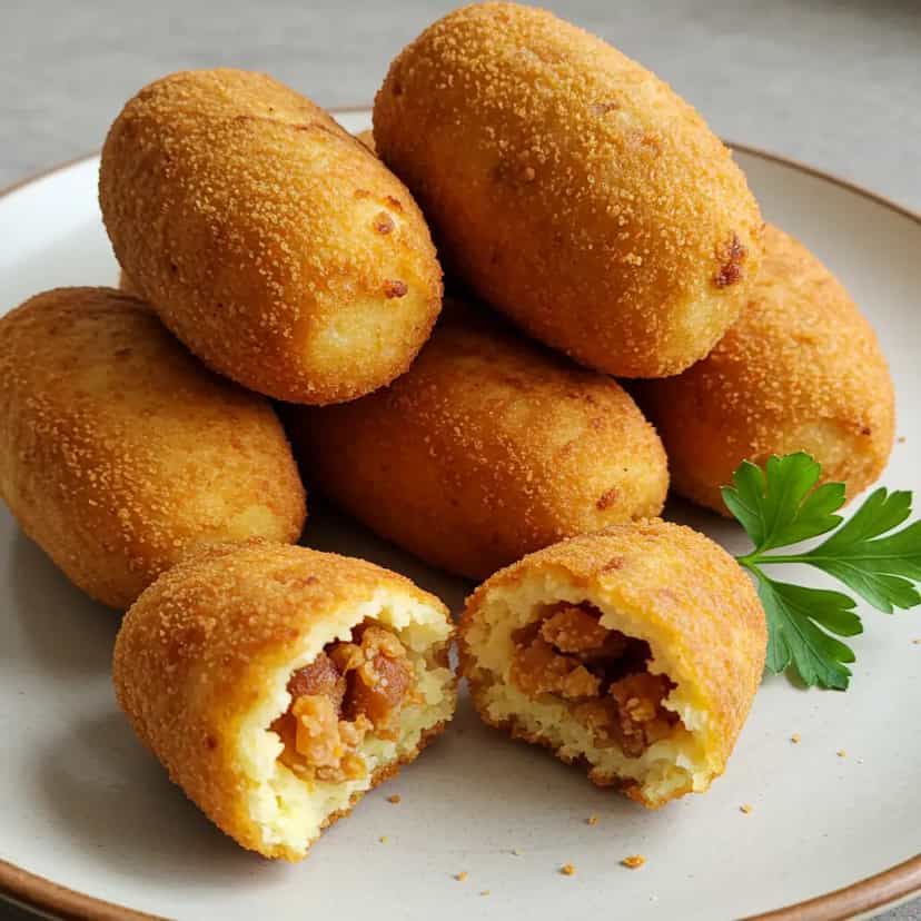 Foto deliciosa de Croquete de Calabresa com Fubá pronta para servir - Salgadinhos