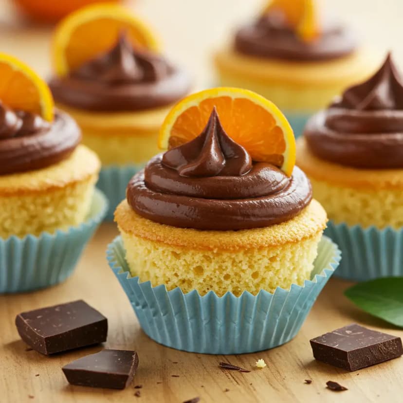 Cupcakes de Laranja com Calda de Chocolate