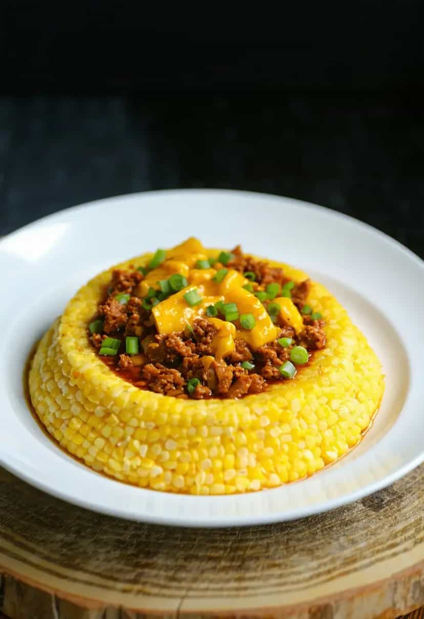 Foto deliciosa de Cuscuz com Carne Seca e Queijo pronta para servir - Pratos Brasileiros Icônicos
