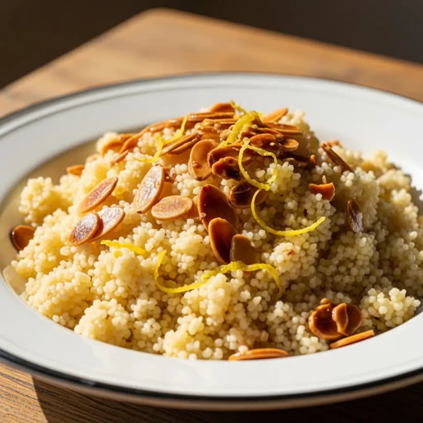 Cuscuz Marroquino com Limão e Amêndoas Tostadas