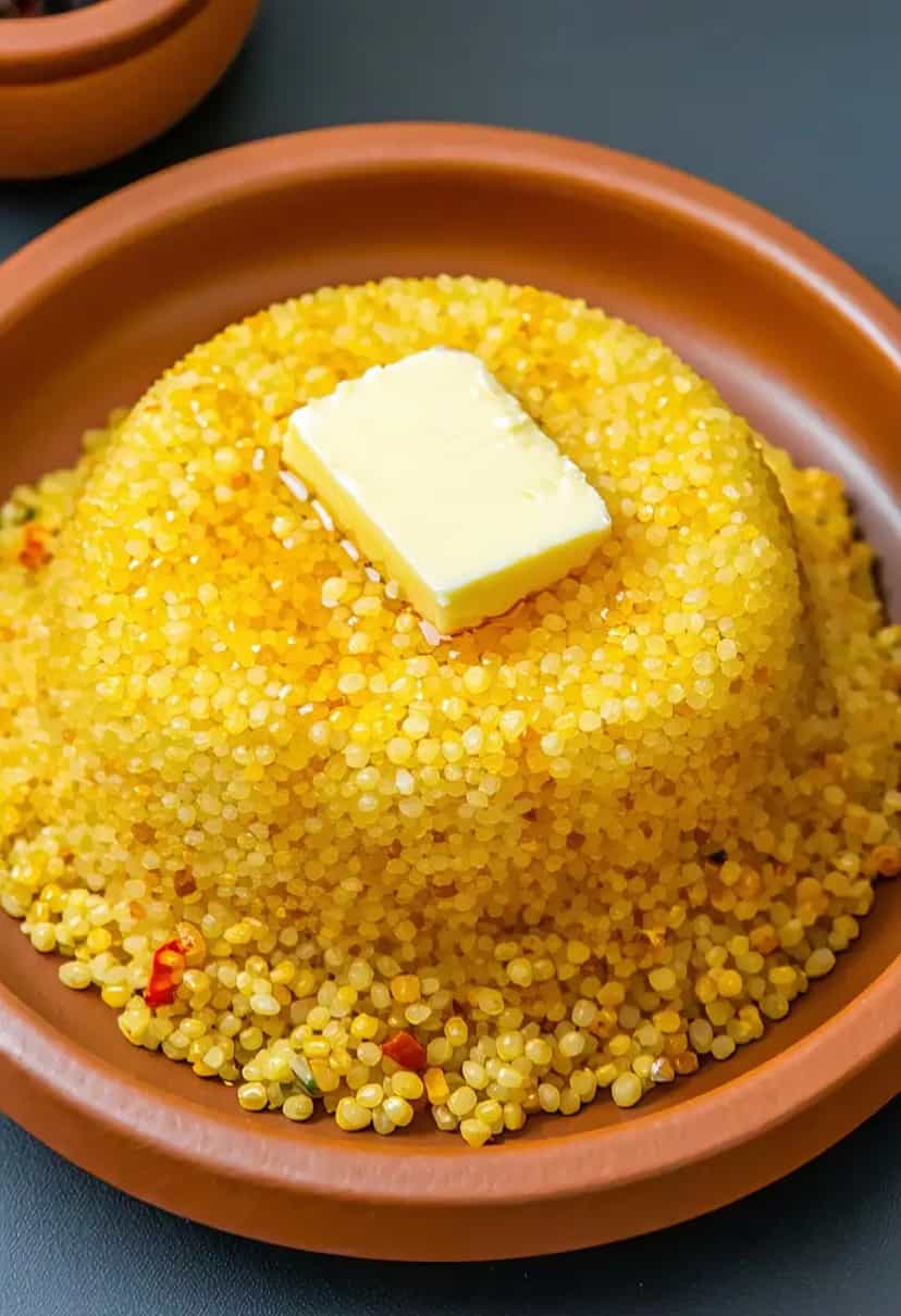 Foto deliciosa de Cuscuz Nordestino Tradicional pronta para servir - Tapioca & Cuscuz