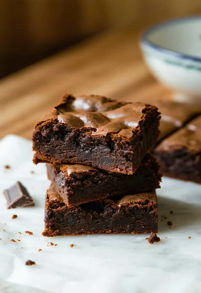 Foto deliciosa de Brownies de Chocolate Amargo pronta para servir - Brownies & Cookies