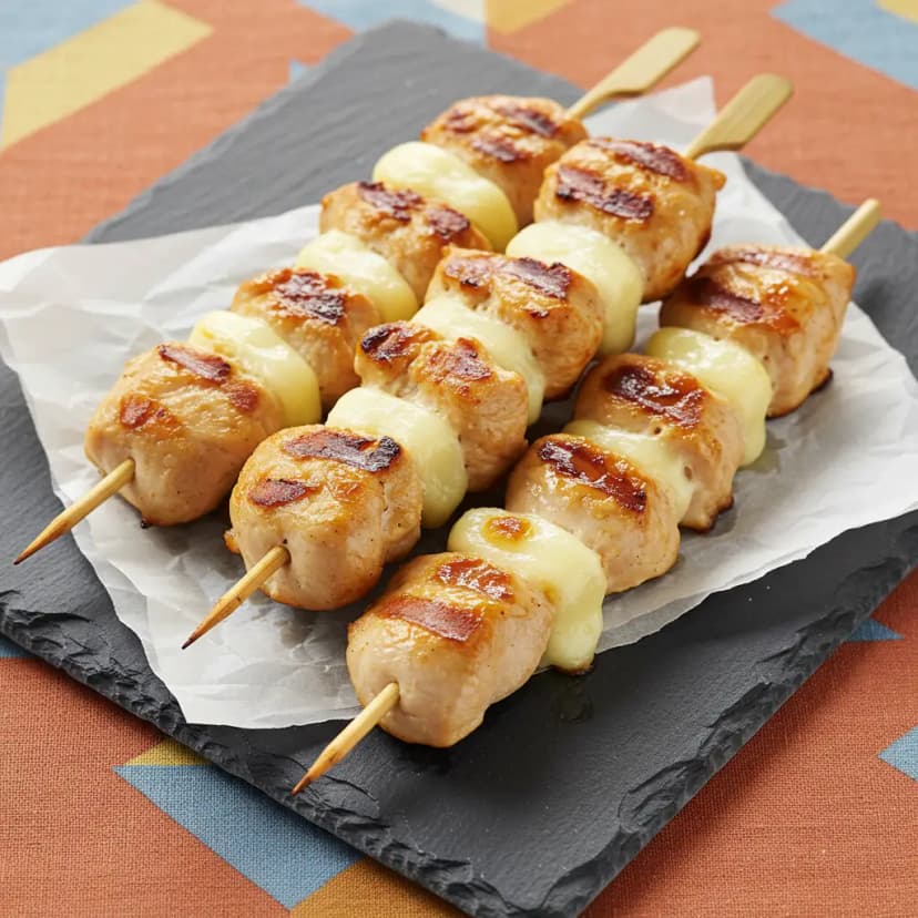 Deliciosos Espetinhos de Frango com Provolone
