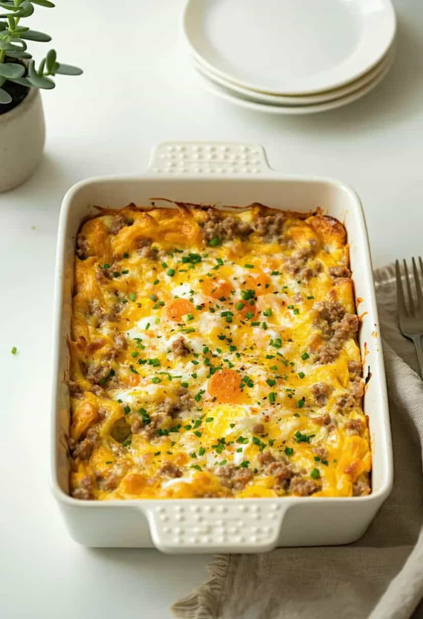 Foto deliciosa de Casserola de Café da Manhã Fácil pronta para servir - Brunch