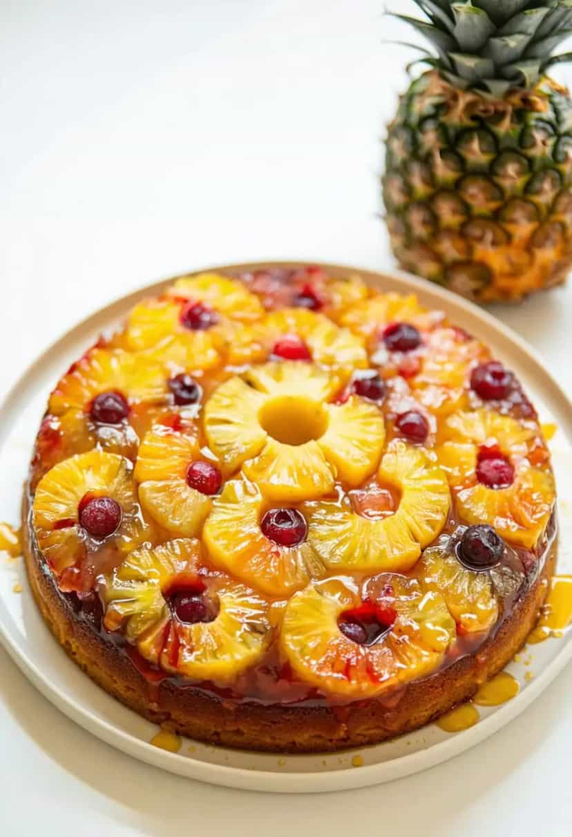 Foto deliciosa de Bolo de Abacaxi de Cabeça para Baixo Fácil pronta para servir - Bolos & Cupcakes
