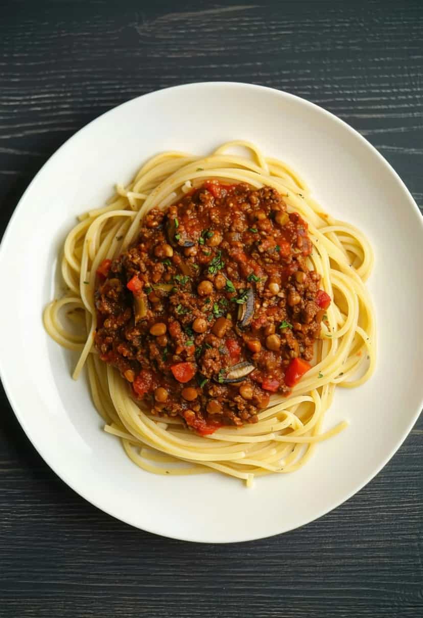 Foto deliciosa de Bolonhesa Vegana Fácil pronta para servir - Veganas