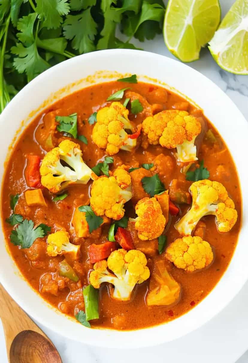 Foto deliciosa de Curry Vegano de Couve-Flor Fácil pronta para servir - Veganas