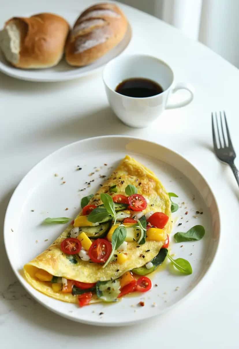 Foto deliciosa de Omelete Vegetariano Fácil pronta para servir - Ovos
