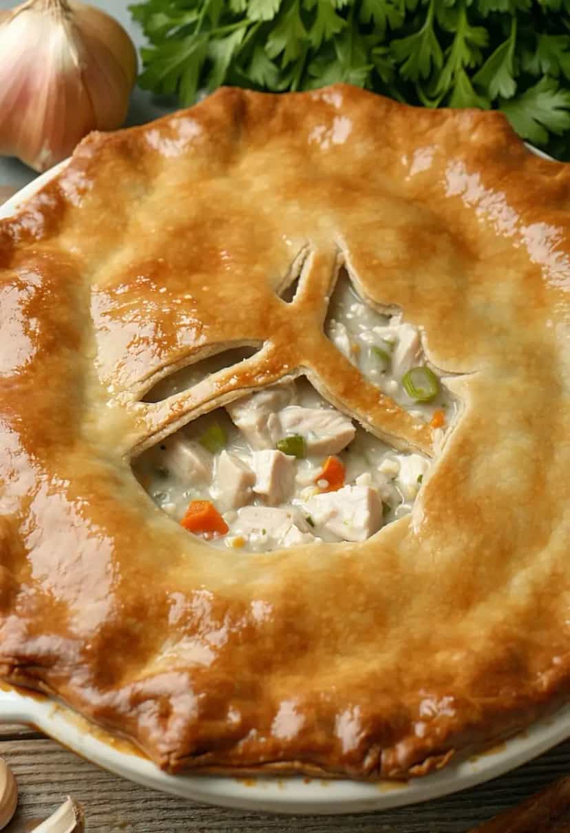 Foto deliciosa de Empadão Cremoso de Frango pronta para servir - Tortas Salgadas