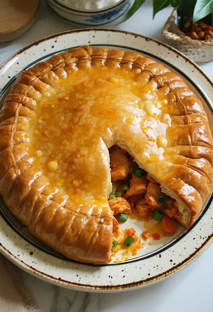 Foto deliciosa de Empadão de Frango com Catupiry pronta para servir - Tortas Salgadas