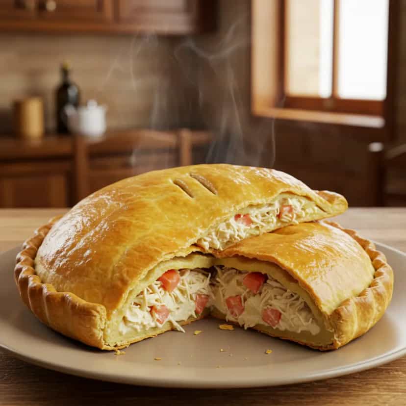 Foto deliciosa de Empadão de frango com catupiry pronta para servir - Tortas Salgadas