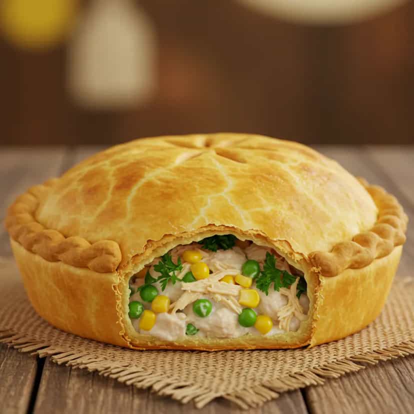 Foto deliciosa de Empadão de frango cremoso pronta para servir - Tortas Salgadas
