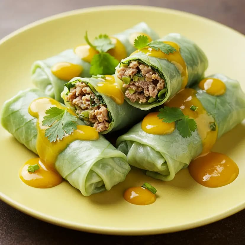 Enroladinhos de Frango com Legumes e Molho de Mostarda