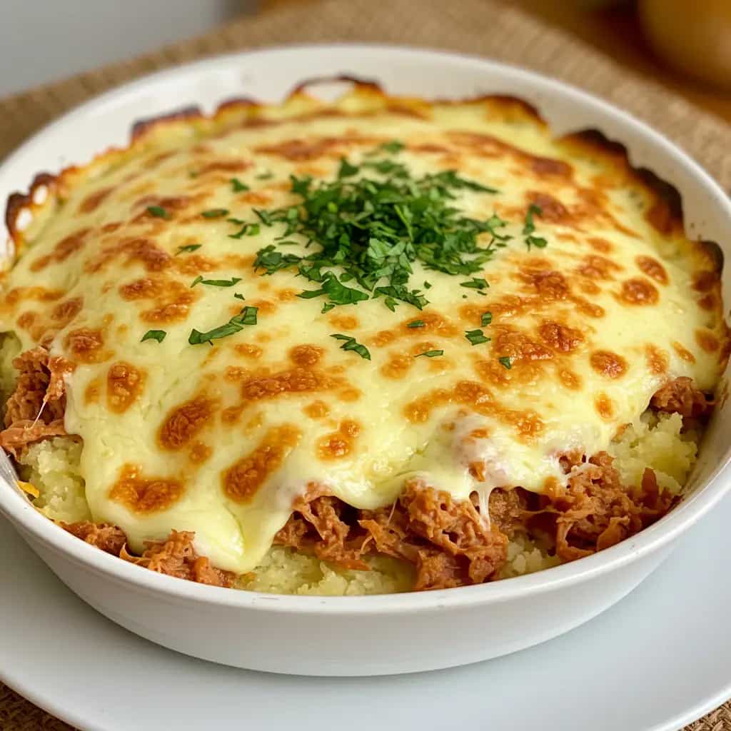 Escondidinho de Carne Seca com Purê de Mandioca