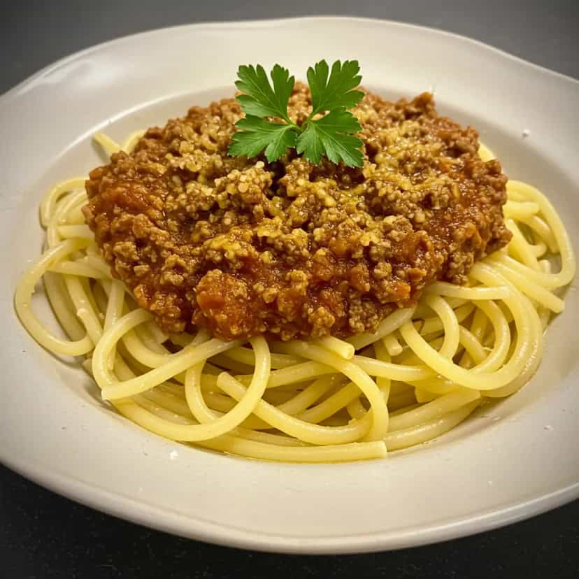 Foto deliciosa de Espaguete à Bolonhesa com Carne Suína e Bovina pronta para servir - Massas & Macarrão