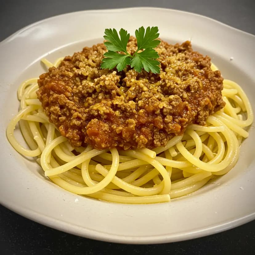 Espaguete à Bolonhesa com Carne Suína e Bovina