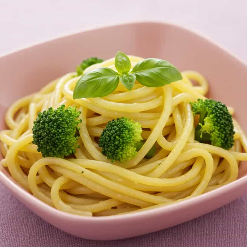 Foto deliciosa de Espaguete cremoso com Frango e Brócolis pronta para servir - Massas & Macarrão