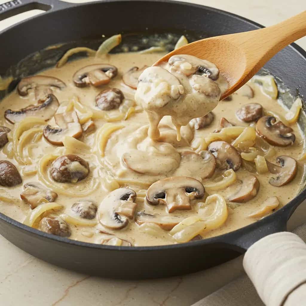 Estrogonofe de Bifinhos de Porco ao Molho Cremoso