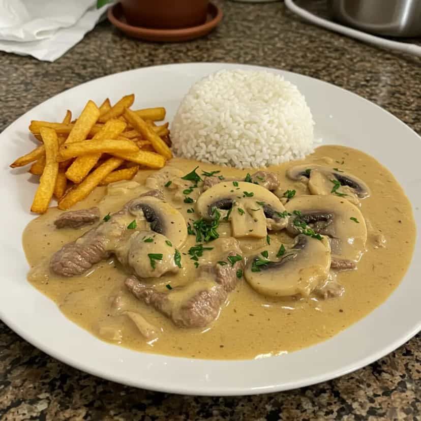 Foto deliciosa de Estrogonofe de Carne Fácil pronta para servir - Carnes & Frango
