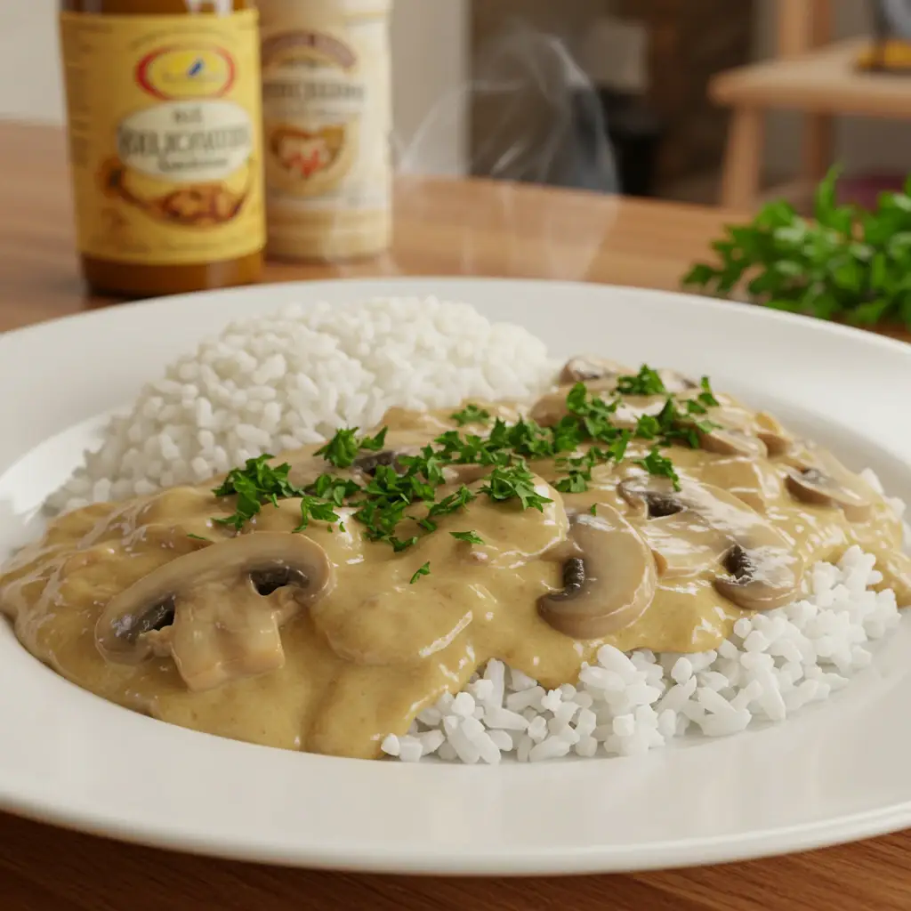 Estrogonofe de Cogumelos com Creme de Castanha