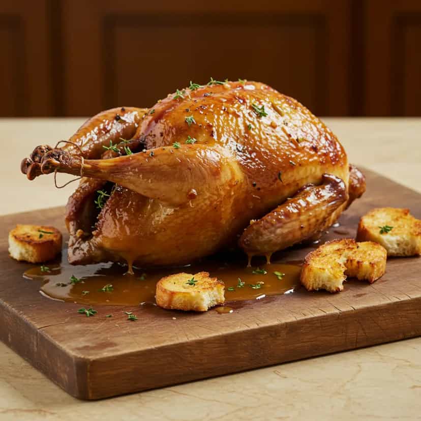 Foto deliciosa de Faisão Assado ao Molho de Mostarda e Madeira pronta para servir - Carnes & Frango