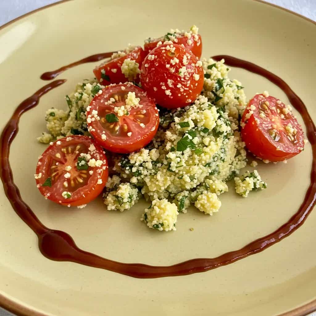Farofa Cremosa com Ovos e Tomates Cereja
