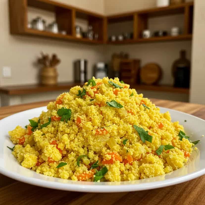 Foto deliciosa de Farofa de cenoura pronta para servir - Pratos Brasileiros Icônicos