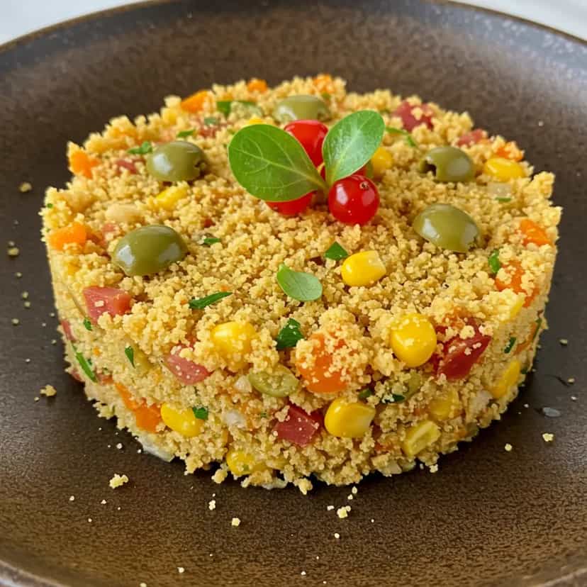 Foto deliciosa de Farofa Deliciosa de Cenoura e Bacon pronta para servir - Pratos Brasileiros Icônicos
