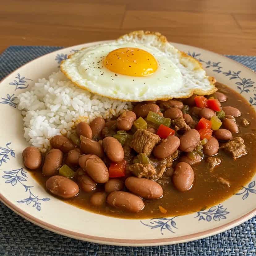 Foto deliciosa de Feijão Carioca com Carne e Pimentões pronta para servir - Pratos Brasileiros Icônicos