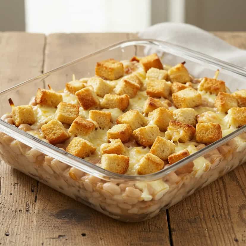 Foto deliciosa de Feijão de Forno Cremoso com Queijo Meia Cura pronta para servir - Pratos Brasileiros Icônicos