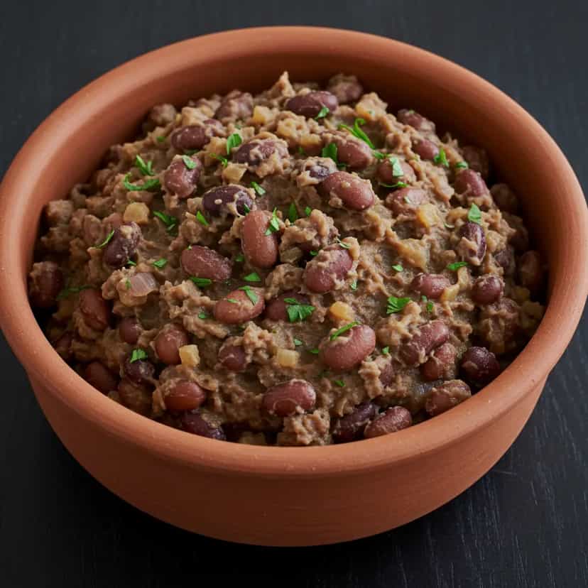 Foto deliciosa de Feijão Mexido com Calabresa e Farofa pronta para servir - Pratos Brasileiros Icônicos