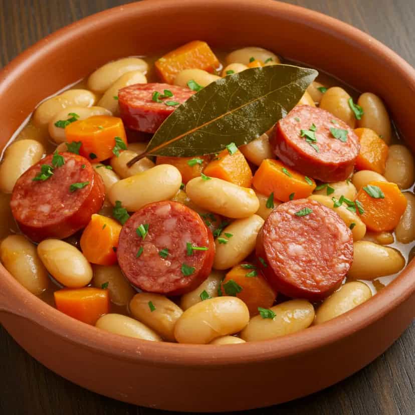 Foto deliciosa de Feijoada Completa com Linguiça e Chorizo pronta para servir - Pratos Brasileiros Icônicos